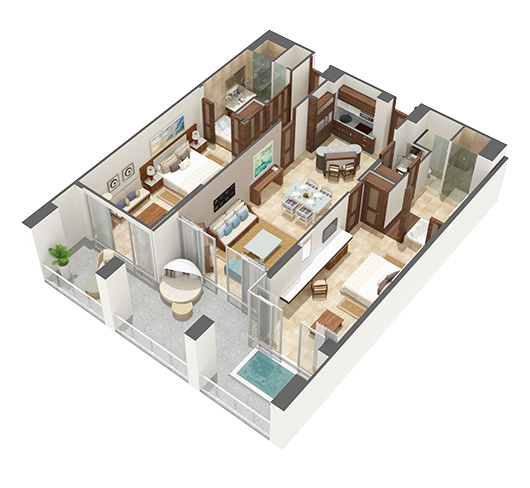 Grand Bliss - Two Bedroom Floor Plan