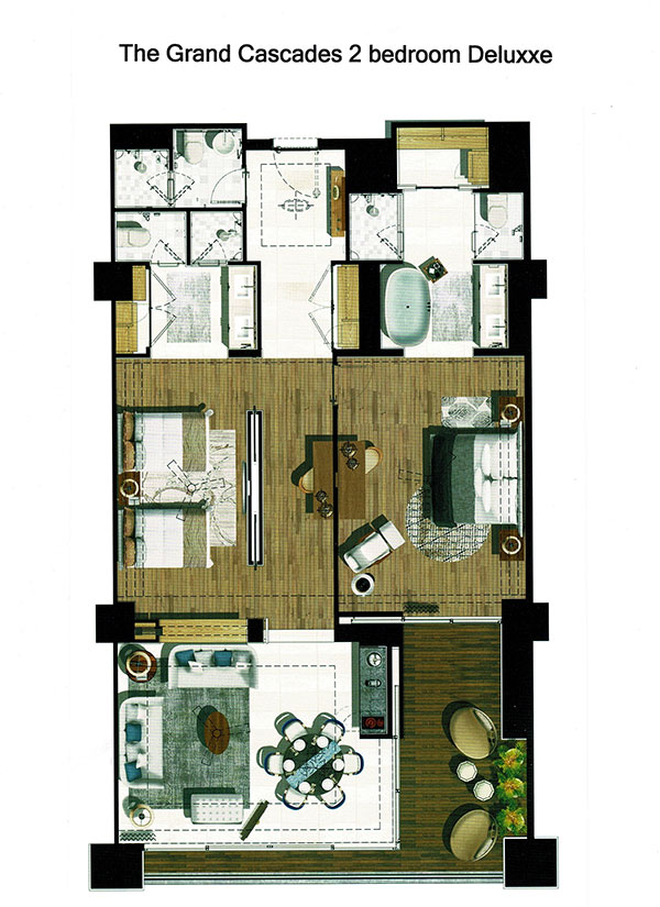 The Grand Cascades - 2 Bedroom Deluxxe Floor Plan